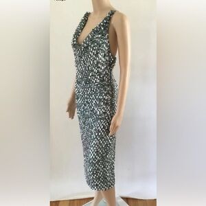 CUSHNIE ET OCHS | Sequin Embellished Open Back Y2K INSPIRED MIDI DRESS